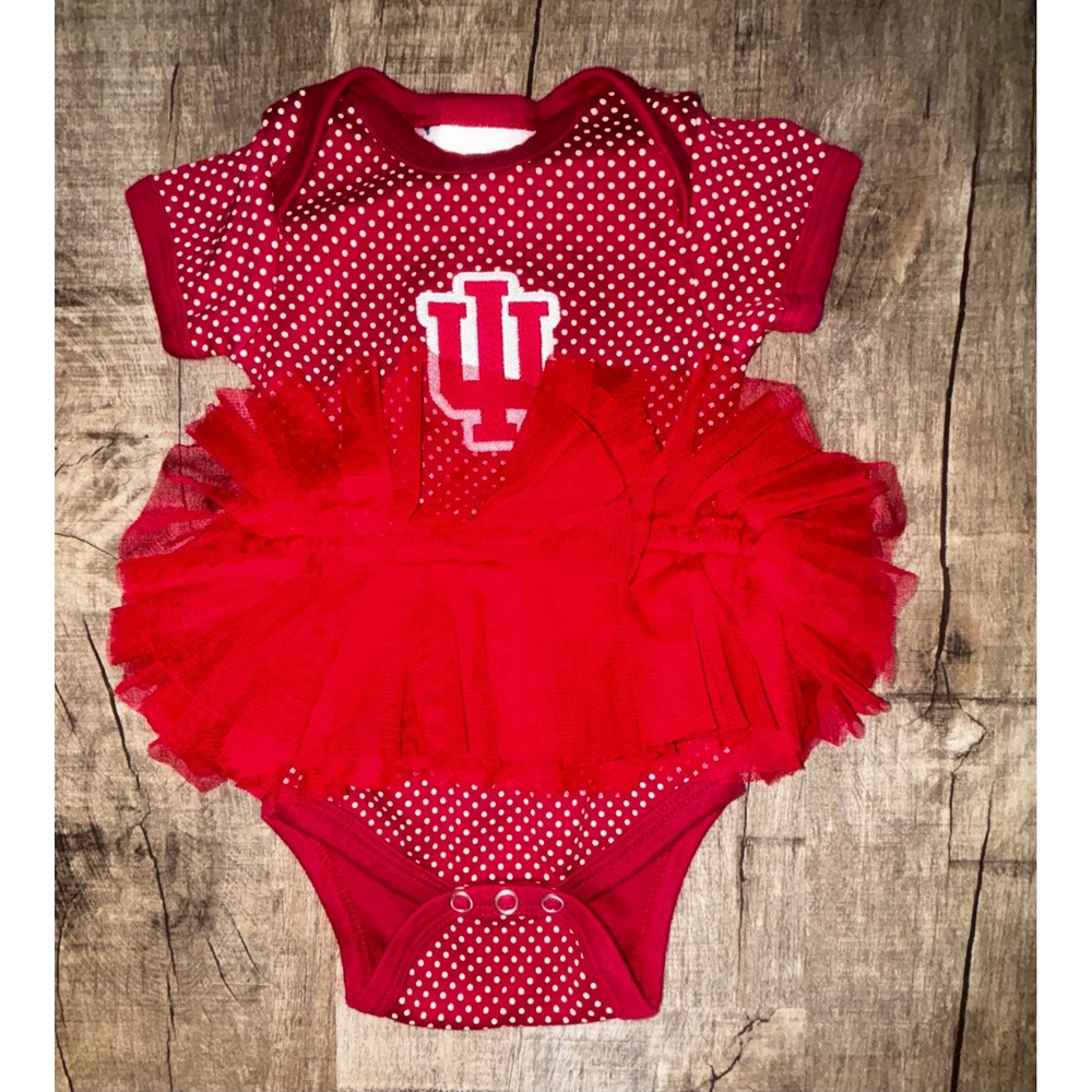 Two Feet Ahead Indiana University Hoosiers Baby Tutu Bodysuit Red Polka Dot 0-3M